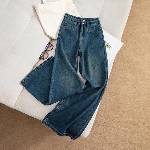 雀说新款不贴腿微喇裤高腰直筒牛仔裤女宽松显瘦修身牛仔长裤AL224 商品图2
