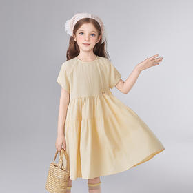 笛莎Deesha 童装女童连衣裙2025夏新款女童插肩袖造型感棉布裙