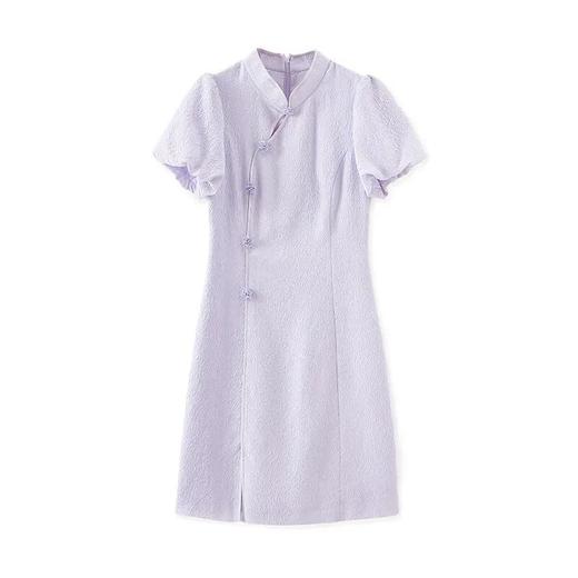 【高货wl】全新升级【铂金会员312/天猫419/差价107】(95558) 洛诗琳新中式端庄温婉国风立领斜襟肌理提花天丝连衣裙 商品图4