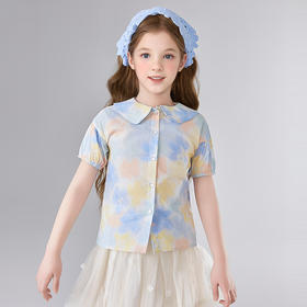 笛莎Deesha 童装女童衬衫2025夏新款女童甜美印花衬衫