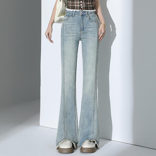 罗蒙女士四季牛仔裤直筒微喇裤高腰显瘦时尚百搭休闲通勤长裤女 商品图1