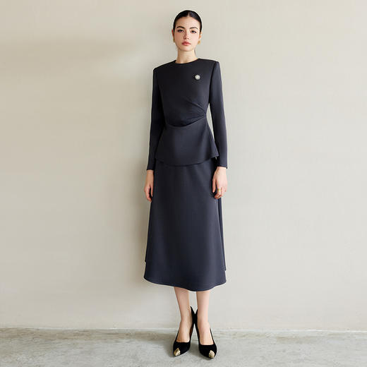 IWY/灰色西服套装气质女神范高端名媛西装两件套上流社会职业装伞裙CS2225 商品图3