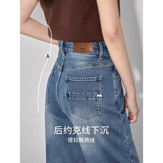 初语修型牛仔裤|复古弹力窄版显瘦直筒阔腿裤 商品图4