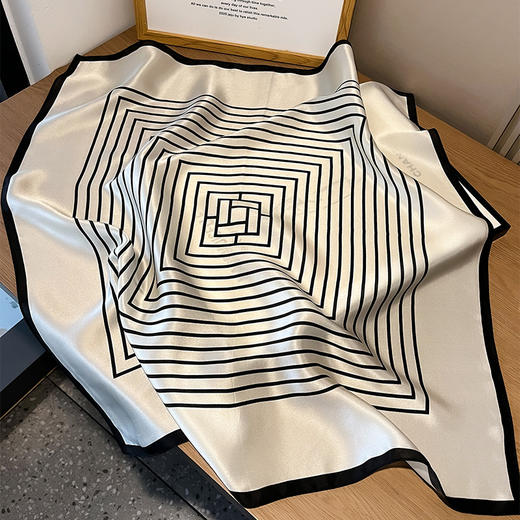 丁摩 春季新款骏马拼接真丝丝巾女欧美时尚复古70*70cm桑蚕丝方巾5ZF-3313 商品图8