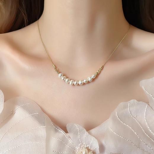 【法式Smile❗金丝链微笑巴洛克】微笑弧度的精心设计，珠光韵彩异形淡水珍珠，项链简约冷淡风个性气质网红锁骨链七夕礼物QQ 商品图1