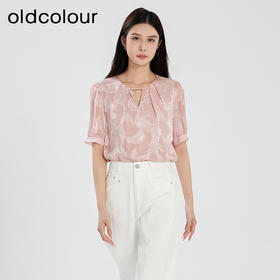 oldcolour夏季新款新中式印花肌理感宽松短袖套头衬衫女Q280110A1