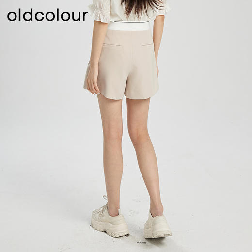 oldcolour夏季新款撞色拼接简约气质高腰宽松休闲短裤女Q220702A1 商品图4