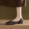 【预售5天】韩版女鞋方跟方头马衔扣牛皮时尚复古低跟通勤OL单鞋女MT&MMD9197 商品缩略图4