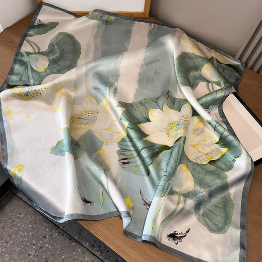 丁摩 春季新款骏马拼接真丝丝巾女欧美时尚复古70*70cm桑蚕丝方巾5ZF-3313 商品图7