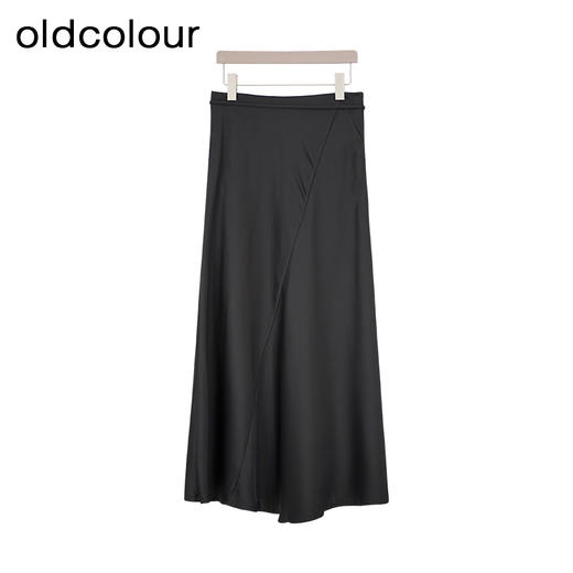 oldcolour夏季新款黑色时尚通勤优雅简约设计感半身裙女Q220609A1 商品图1