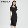 oldcolour夏季新款黑色优雅气质高级感设计感短袖连衣裙女Q221001A1 商品缩略图2