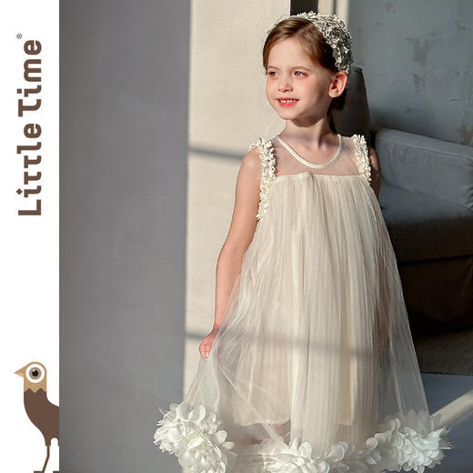 Littletime女童连衣裙夏季小女孩花朵儿童吊带裙纯棉无袖公主纱裙 商品图1