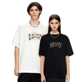 IDEVERRAY 2025春季新款花卉字母印花纯棉圆领休闲宽松短袖t恤情侣装19B012-ID25SSWDT903