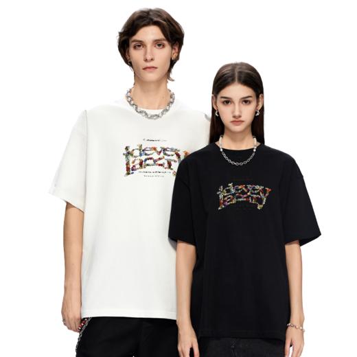 IDEVERRAY 2025春季新款花卉字母印花纯棉圆领休闲宽松短袖t恤情侣装19B012-ID25SSWDT903 商品图0