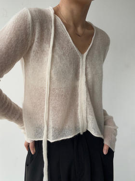 TU｜C05AW24-KW03 领带超轻套头针织上衣 [ 黑BK00 / 白WT00 / 棕BR00 ]