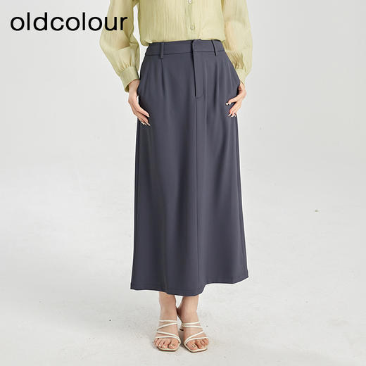 oldcolour夏季新款气质通勤高腰显瘦垂感西装半身长裙女Q240608A1 商品图2
