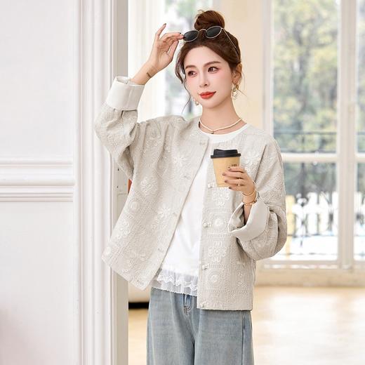 新中式棉麻刺绣外套，国风小个子宽松气质百搭上衣HR-YDYX9307 商品图3