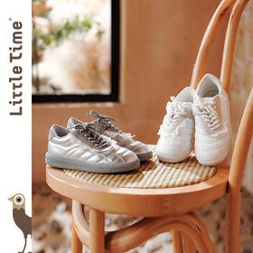 littletime2025春新款女中大童休闲户外运动韩版亲子板鞋小白皮鞋