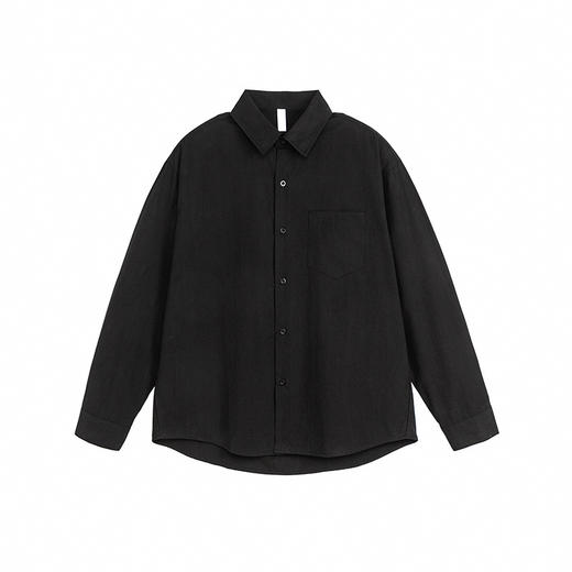 丁摩 春秋季复古长袖衬衫男女款纯色宽松翻领衬衣简约时尚上衣5ZF-001 商品图9