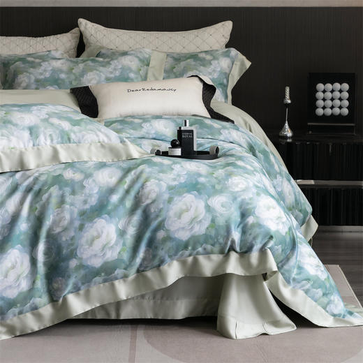 自然醒高端60支玉精莱赛尔天丝四件套轻奢印花拼角床单夏季丝滑清凉透气床上用品套件KY 商品图6