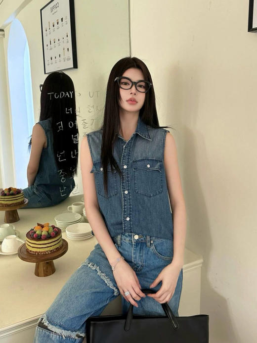 【高品质私服】【MU女士钱布雷无袖衬衫】春夏日穿着不闷汗、不束缚N1267-CC【无标出货 介意慎拍】 商品图2