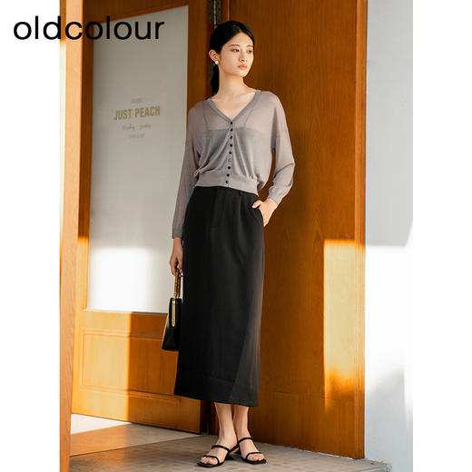 oldcolour夏季新款薄款气质时尚通勤V领上衣短外套女Q240501A1 商品图2