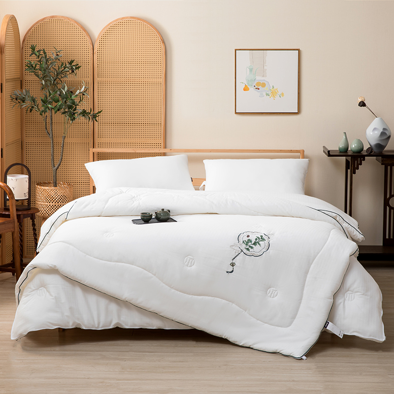 多喜爱 植萃艾草养生拉链子母被【全棉提花面料】【拉链设计】【精美绣花】【织带工艺】艾草精华 多层铺垫 四季可用 整张填充