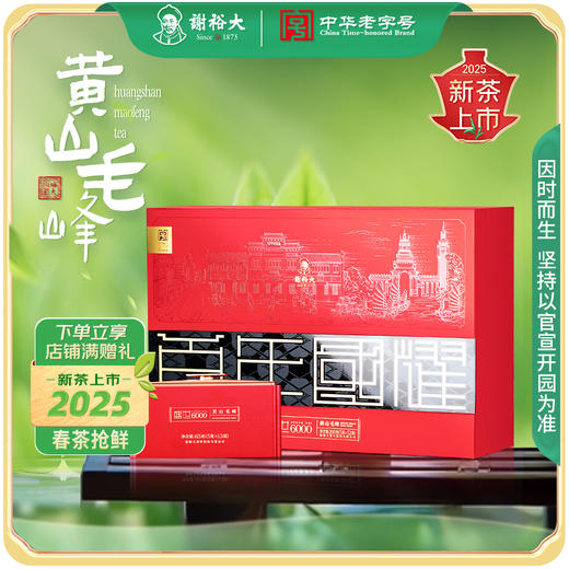 【2025新茶上市】谢裕大明前头采黄山毛峰盛世6000绿茶260g（5g*52包） 商品图0