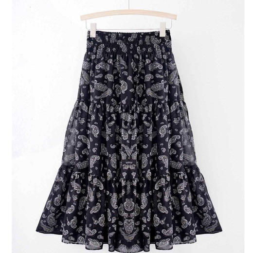 顺丰包邮42017洛诗琳2025春季新款赫本风高腰A字碎花半身裙25293 商品图2