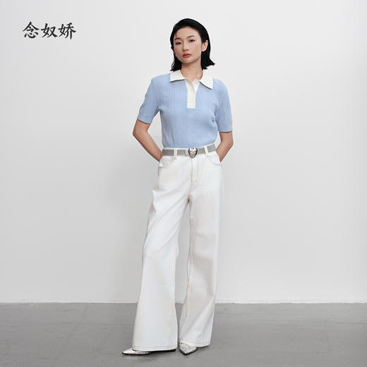 【商场同款】CNK5461 “ 氧气POLO领针织衫 ” 撞色白领设计，干净显白 纱线细腻软糯舒适 商品图1