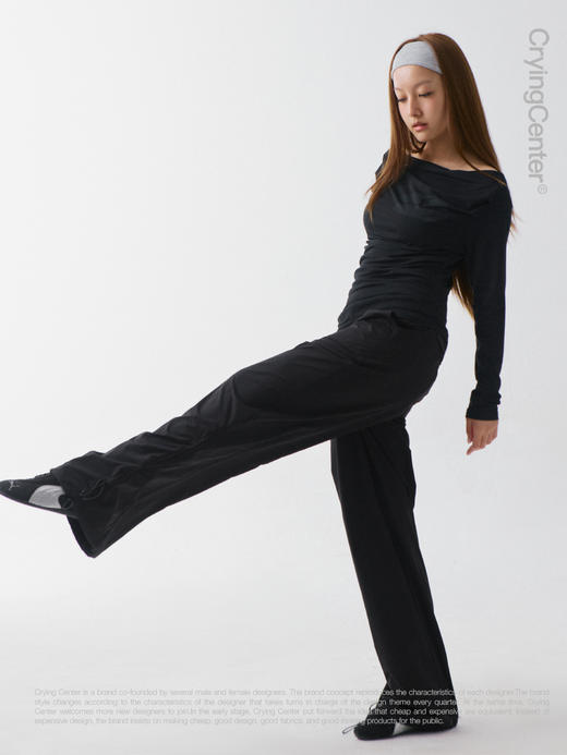 CryingCenter 降落伞抽绳训练运动薄款春夏轻便直筒长裤 哭喊中心 商品图3