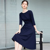 IWY/大方得体连衣裙新款今年流行爆款藏青色法式圆领中长款伞裙Q1265 商品缩略图3