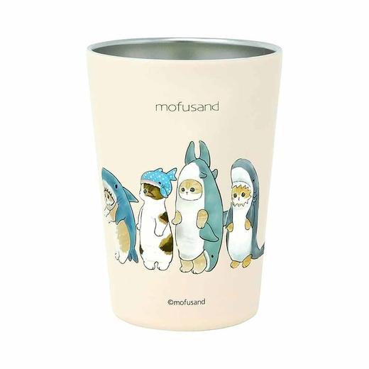 日本进口东亚金属mofusand 带木盖随行杯350ml（鲨鱼猫） 商品图1