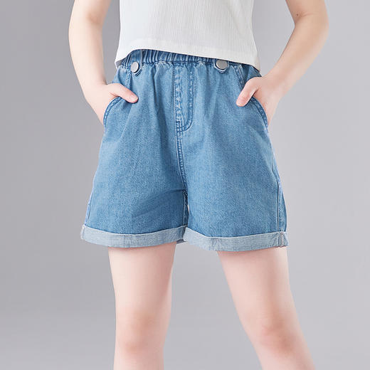 笛莎Deesha 童装女童裤子2025夏新款女童休闲卷边牛仔短裤 商品图3