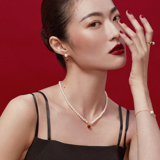 Pearl moments 南红心形吊坠 4号baby全珠项链【该商品不支持用券】 商品图1