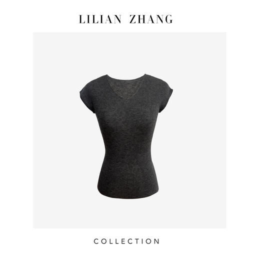 LILIAN ZHANG 春夏定制——极简薄款V领针织水溶羊毛套衫 2508001 商品图3