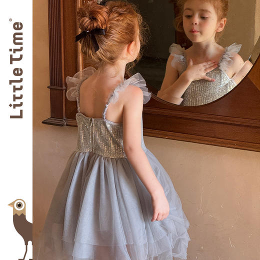 Little time女童公主裙2025蓬蓬裙闪亮芭蕾吊带背心连衣裙演出服 商品图4