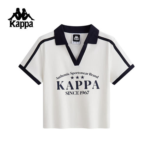 Kappa卡帕背靠背运动短袖t恤女夏季新款休闲短款polo衫半袖衫上衣K0F42PD01 商品图1