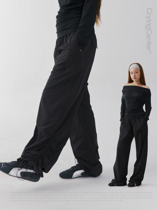 CryingCenter 降落伞抽绳训练运动薄款春夏轻便直筒长裤 哭喊中心 商品图1