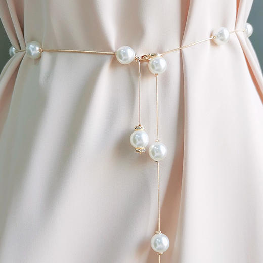 雀说链条细腰带女连衣裙腰链收腰夏季配饰配裙子珍珠百搭装饰腰带配件AL3375 商品图6