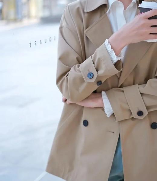 火桐hooton 露珠系列 丝羊毛双排扣腰带风衣ZB7050 商品图1