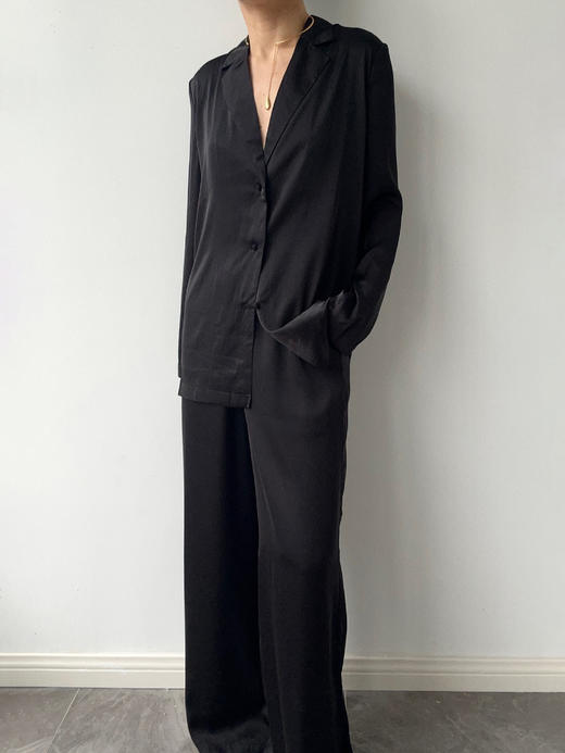 ranyepersonal｜pajamas SET 简约真丝混纺垂感套装  [ BODY23PJS01- 黑0 / 白1 ] 商品图12