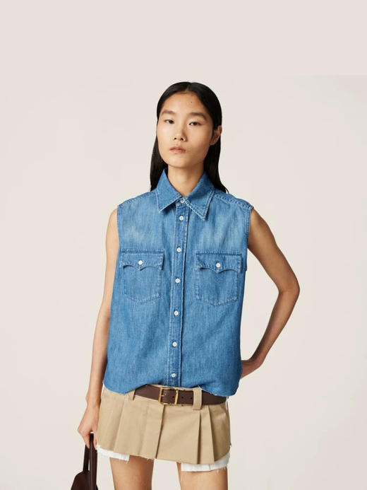 【高品质私服】【MU女士钱布雷无袖衬衫】春夏日穿着不闷汗、不束缚N1267-CC【无标出货 介意慎拍】 商品图5