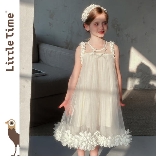 Littletime女童连衣裙夏季小女孩花朵儿童吊带裙纯棉无袖公主纱裙 商品图0