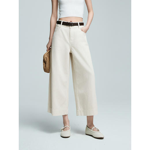 棉仓363619002-初棉垂感宽松直筒八分牛仔裤 商品图1