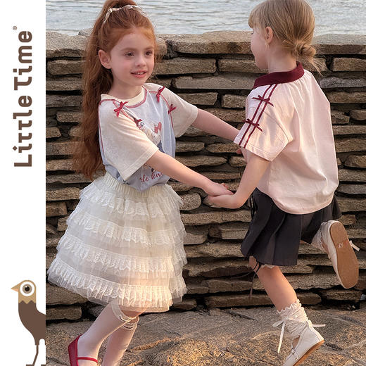 littletime女童半身裙2025夏款时尚洋气女宝蛋糕纱裙百搭蕾丝纱裙 商品图4