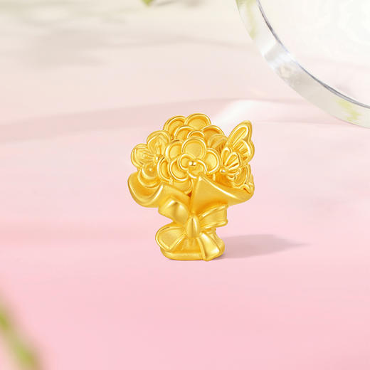 周六福黄金转运珠女款5d硬金定价路路通手捧花不含绳送妈妈送女友 商品图4