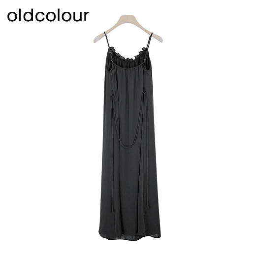 oldcolour夏季新款设计感小众收腰显瘦长款吊带连衣裙女Q221019A1 商品图4