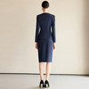 IWY/青色西装套装女新款工作服职业气质套裙高级感柞蚕丝醋酸正装CS2219 商品缩略图4