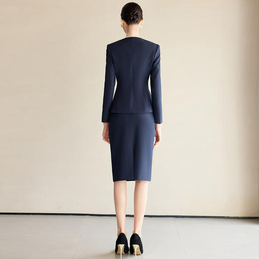 IWY/青色西装套装女新款工作服职业气质套裙高级感柞蚕丝醋酸正装CS2219 商品图4